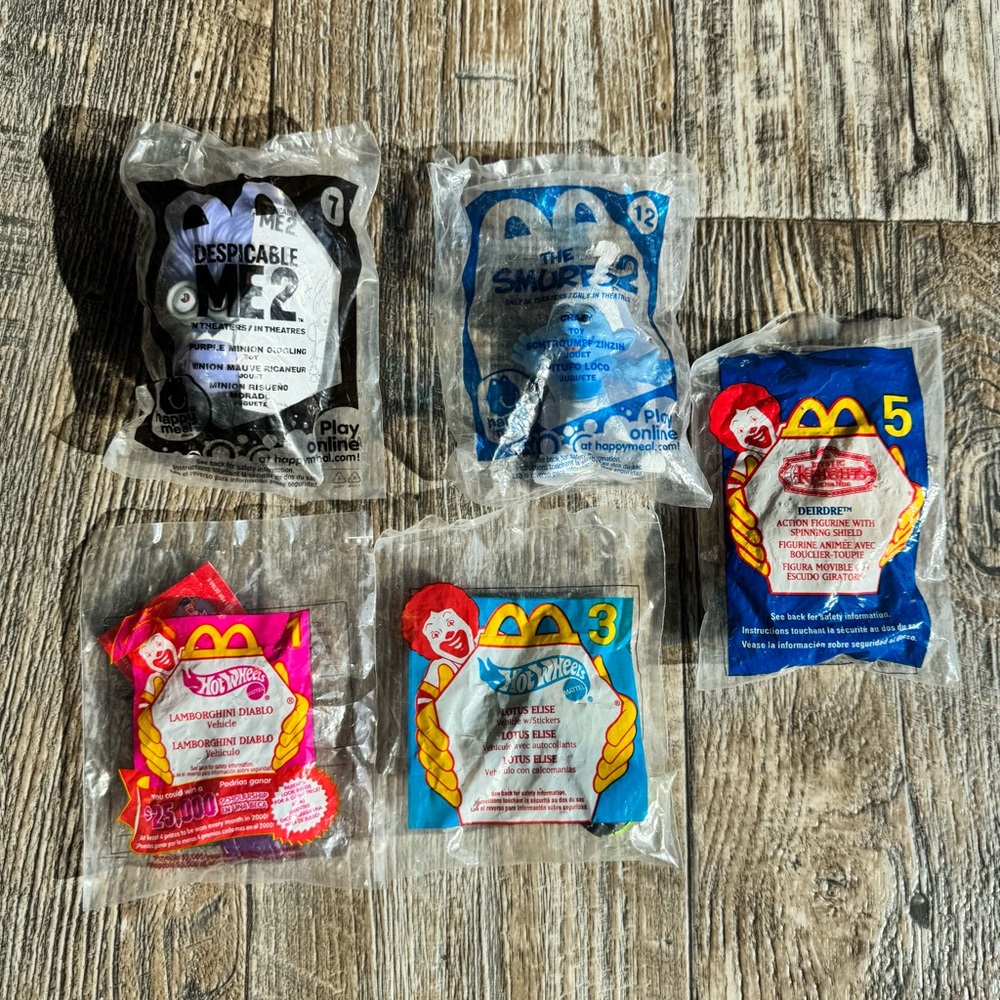 Assorted Lot Of 5 McDonald’s Happy Meal Toys - SEALED - Various Years And Themes